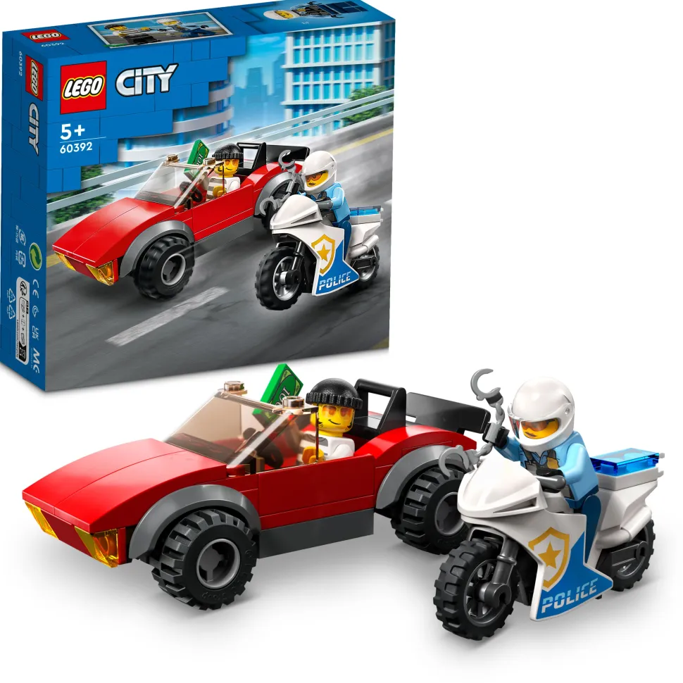 LEGO® City Police - Biljakt med polismotorcykel